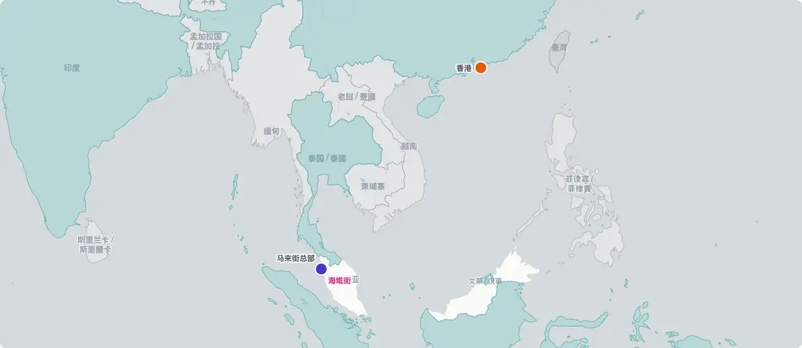 1856年滩街→今日覆盖10国的出口网络,以400多家香港超市为支柱。创立时所选址恰处槟城商业中枢,正是为这些贸易航线而立。今日的出口版图,是这一选择的传承。