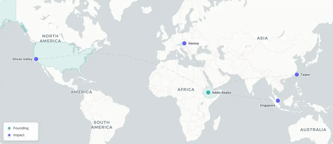 From a Zenebework workshop to stores across three continents — SoleRebels' reach radiates outward from Addis Ababa to Taipei, Vienna, Singapore, and Silicon Valley.