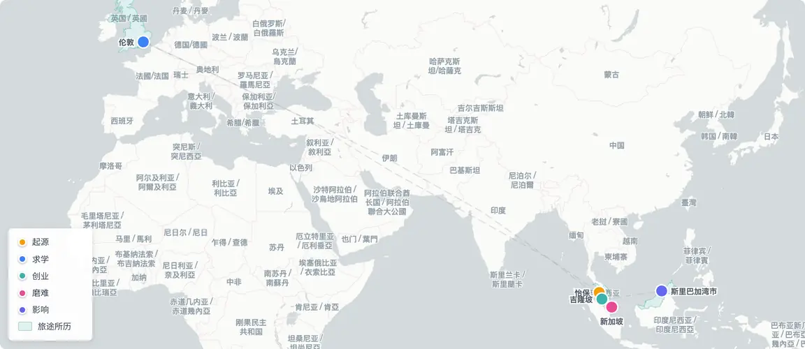 从怡保锡矿家庭到伦敦维达·沙宣学校，穿越新加坡的敌意沙龙，回到吉隆坡四百二十八平方英尺的创业起点——然后是文莱皇室的邀请。每座城市标志着一次危机；每次危机磨砺出承载下一步的信念。