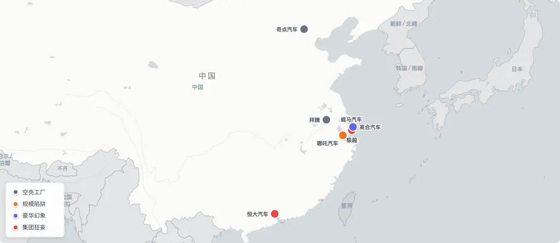 八家倒闭,跨越七省——失败与野心一样广泛分布。