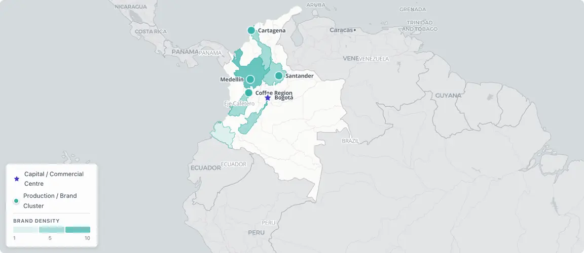 Colombia's founder economy splits between Bogotá's established consumer commerce and Medellín's fashion cluster, which emerged from the cartel era and professionalised through trade infrastructure; both cohorts reach succession together as international acquirers validate the market.