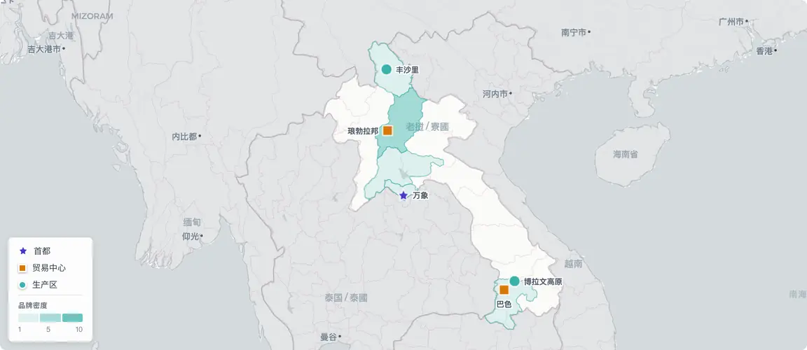 波罗芬高原两大家族出产全国95%的咖啡；琅勃拉邦的待客之道由归国流亡者一手建立；丰沙里保存着古茶资源——三大版块对全球资本而言几乎透明。