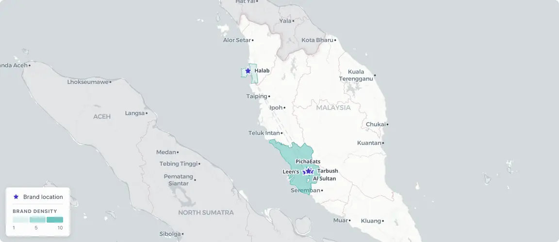 Concentrated by legal constraint, not just community: ~80% of named outlets cluster around KL.