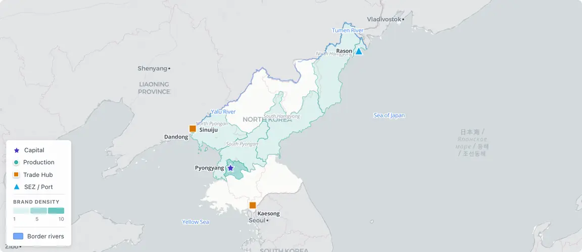 North Korea's donju operate through state-licensed commercial zones concentrated in Pyongyang — space that cannot be transferred, inherited, or formally valued — making this a founder geography where succession is structurally impossible rather than merely unplanned.