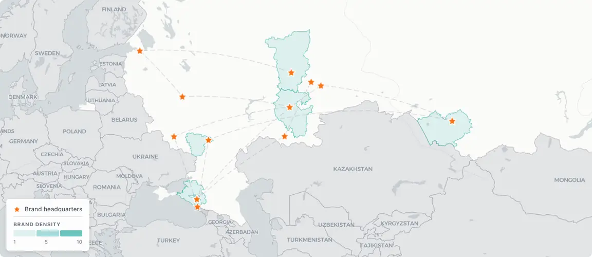 From Bashkortostan to Altai — geography is the brand.