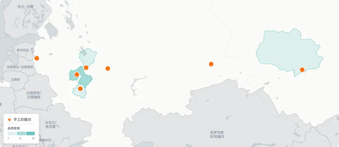 以莫斯科为核心，远及西伯利亚——俄罗斯奶酪坊在有土地和牛奶的地方处处扎根。