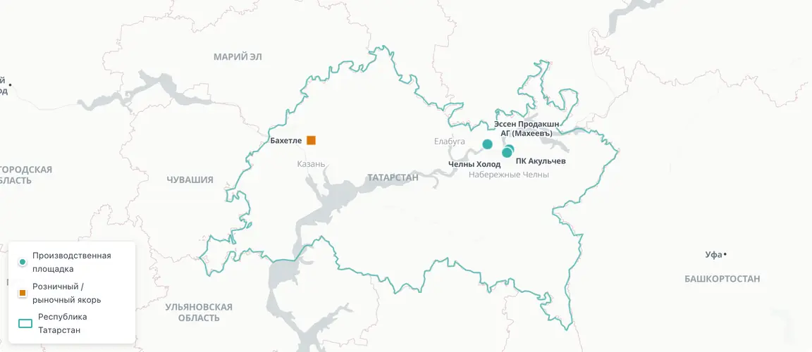 Производство сосредоточено в двух промышленных городах, не в столице.