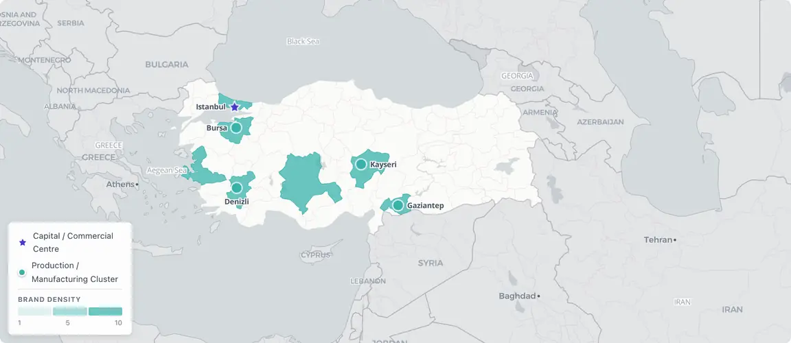 Turkey's founder geography contrasts Istanbul — the national commercial capital, home to both large conglomerates and the independents who stayed out of them — with the Anatolian Tiger cities such as Gaziantep, domestically dominant in confectionery yet internationally invisible, where most family businesses will not survive the coming succession.