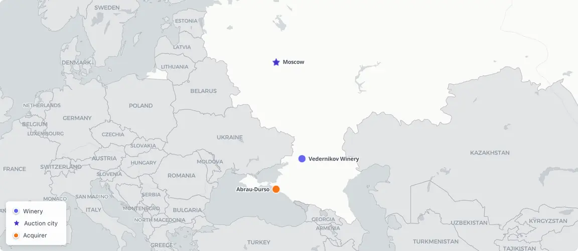Wine made on the Don, owned from the Black Sea, priced in Moscow: 940 km from vineyard to auction room.