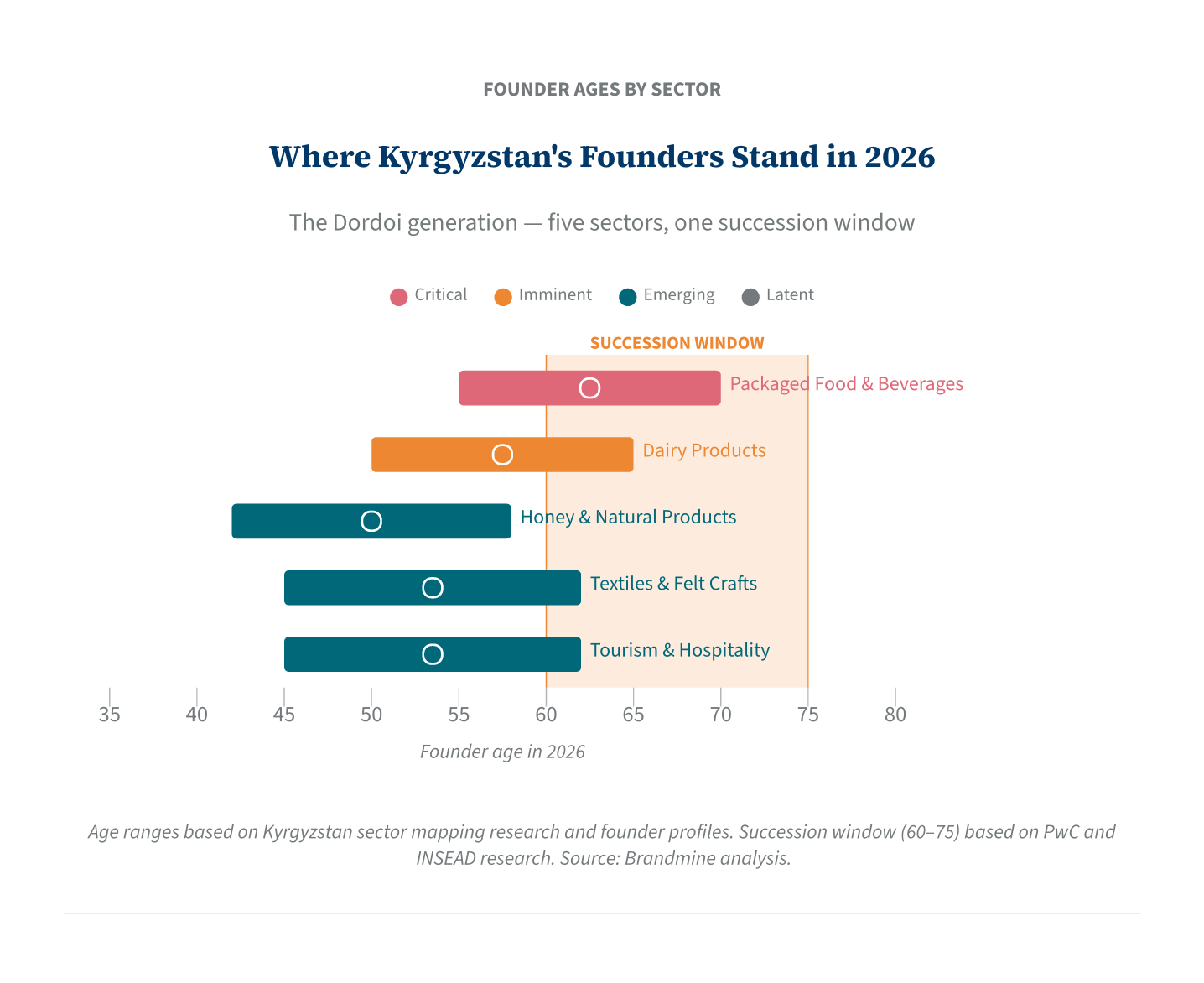 Kyrgyzstan founder ages by sector
